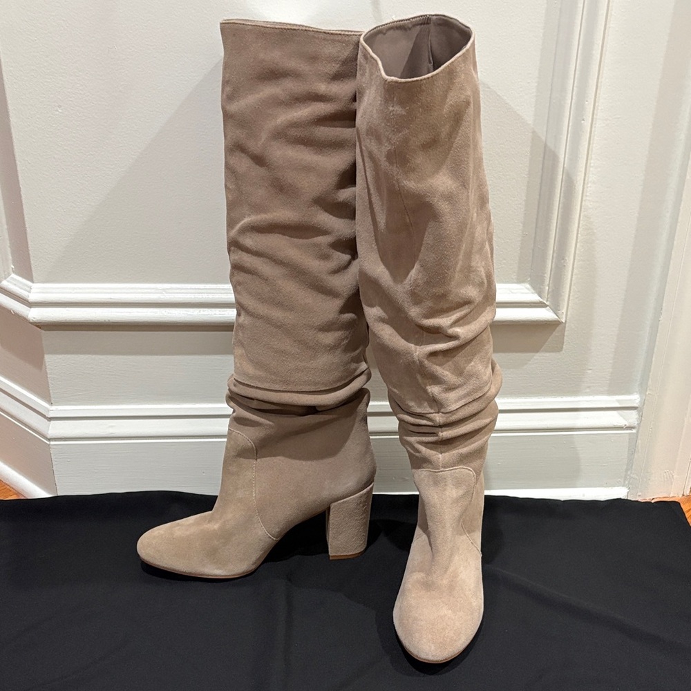 Brand New Elegant Taupe Suede Knee-High Women's Boots